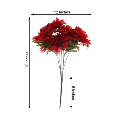 Pack of 2 | 20" Red Dahlia Flower Bushes, Artificial Wedding Bouquets