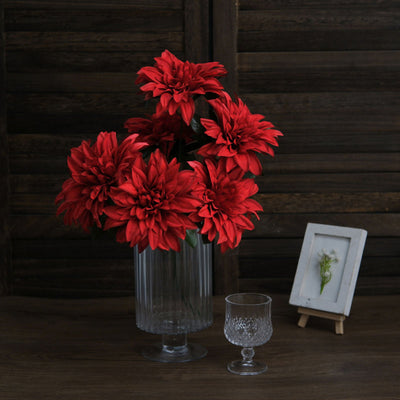 Pack of 2 | 20inch Red Dahlia Flower Bushes, Artificial Wedding Bouquets