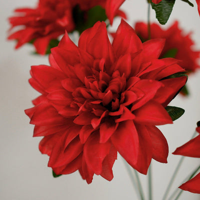 Pack of 2 | 20inch Red Dahlia Flower Bushes, Artificial Wedding Bouquets#whtbkgd