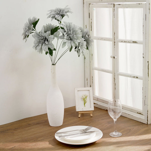 Pack of 2 | 20inch Silver Dahlia Flower Bushes, Artificial Wedding Bouquets