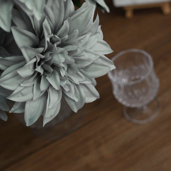Pack of 2 | 20inch Silver Dahlia Flower Bushes, Artificial Wedding Bouquets