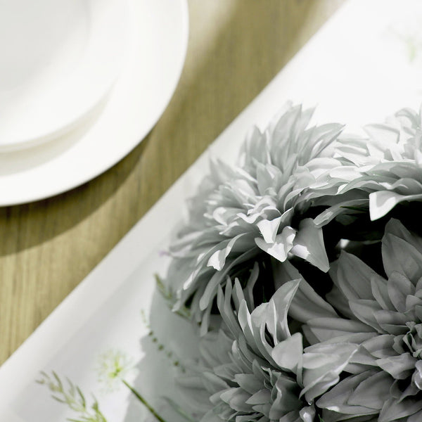 Pack of 2 | 20inch Silver Dahlia Flower Bushes, Artificial Wedding Bouquets