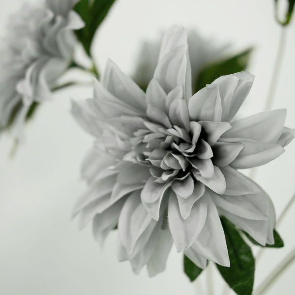 Pack of 2 | 20inch Silver Dahlia Flower Bushes, Artificial Wedding Bouquets#whtbkgd
