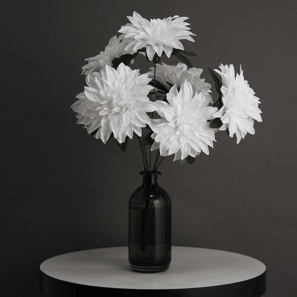 Pack of 2 | 20inch White Dahlia Flower Bushes, Artificial Wedding Bouquets