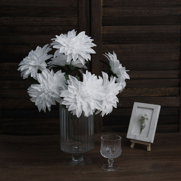 Pack of 2 | 20inch White Dahlia Flower Bushes, Artificial Wedding Bouquets