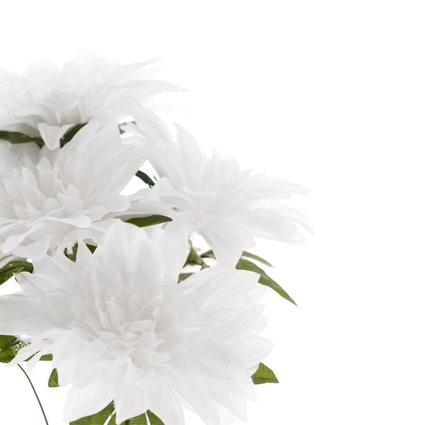 Pack of 2 | 20inch White Dahlia Flower Bushes, Artificial Wedding Bouquets