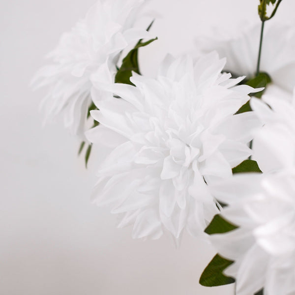 Pack of 2 | 20inch White Dahlia Flower Bushes, Artificial Wedding Bouquets#whtbkgd