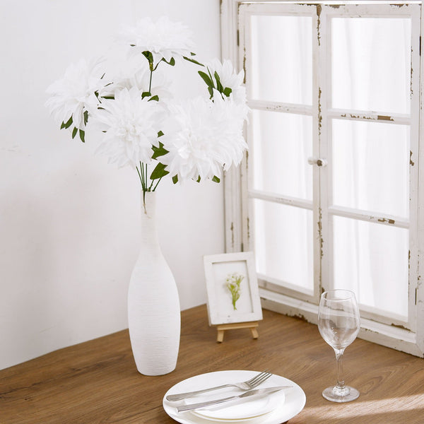 Pack of 2 | 20inch White Dahlia Flower Bushes, Artificial Wedding Bouquets