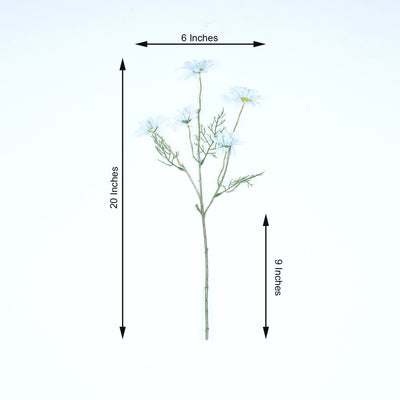 6 Bushes | 20inch Light Blue Daisy Flower Spray, Artificial Flowers Bouquet
