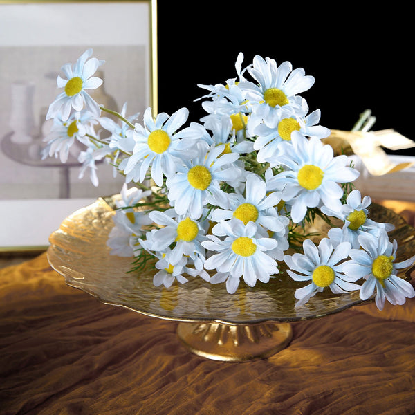 5pcs Blue Artificial Daisy Flowers, With 28 Branches And Long