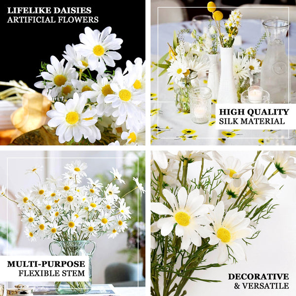 6 Bushes | 20inch White Daisy Flower Spray, Artificial Flowers Bouquet