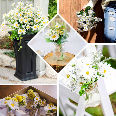 6 Bushes | 20 White Artificial Daisy Flower Spray, Silk Flowers Bouquet