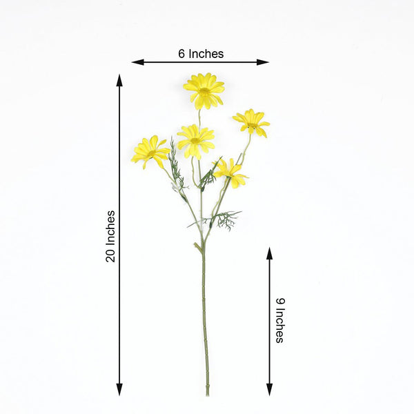 6 Bushes | 20inch Yellow Daisy Flower Spray, Artificial Flowers Bouquet