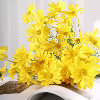 6 Bushes  20 Yellow Artificial Daisy Flower Spray, Silk Flowers Bouq