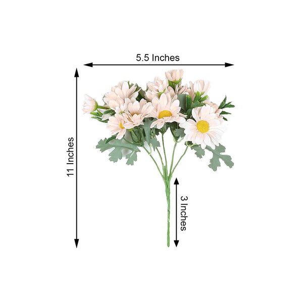 4 Pack | 11" Blush Artificial Daisy Flower Bushes Silk Flower Bouquet - Rose Gold