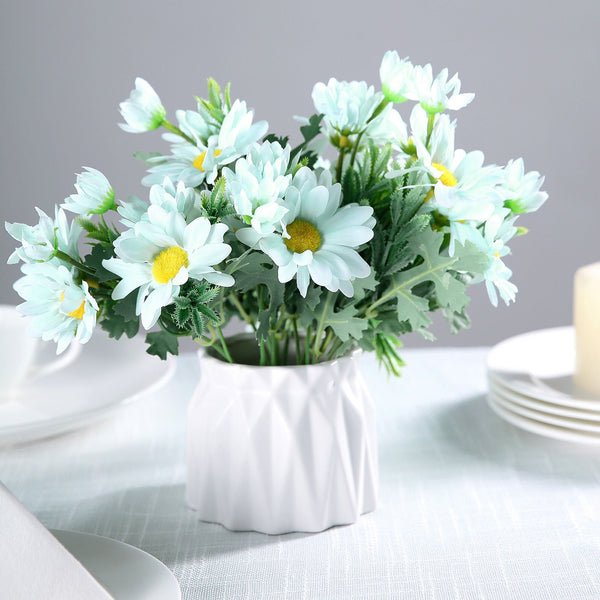 4 Bushes Blue Silk Daisy Artificial Flowers, DIY Wedding Flower Bouquet  Faux Flowers Floral Arrangement Vase Flower, Home Decor 11 Tall 