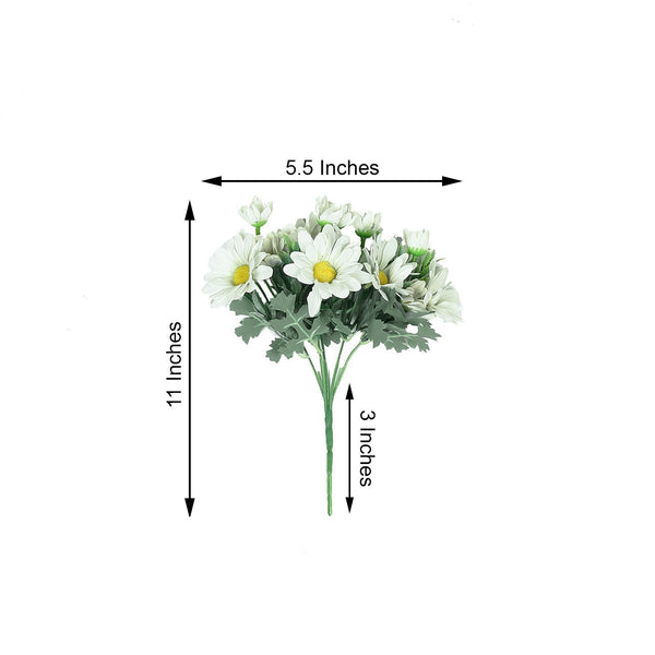4 Pack | 11" Cream Artificial Daisy Flower Bushes Silk Flower Bouquet