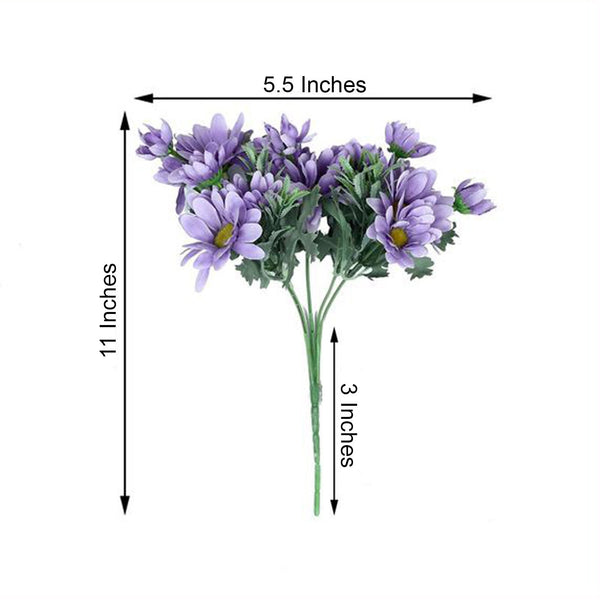 4 Pack | 11" Lavender Artificial Daisy Flower Bushes Silk Flower Bouquet