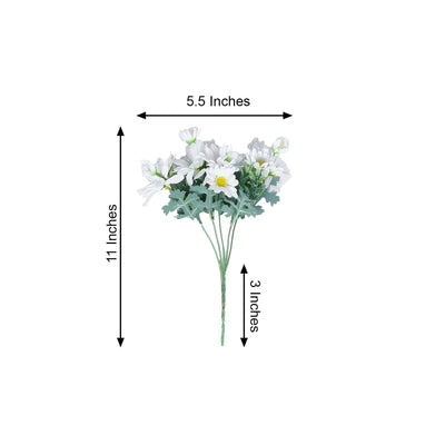 4 Pack | 11" White Artificial Daisy Flower Bushes Silk Flower Bouquet