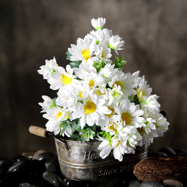 4 Pack | 11inch Artificial Daisy Flower Bushes, Silk Flowers For Vases - White | eFavorMart