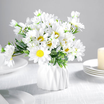 4 Pack | 11inch Artificial Daisy Flower Bushes, Silk Flowers For Vases - White | eFavorMart