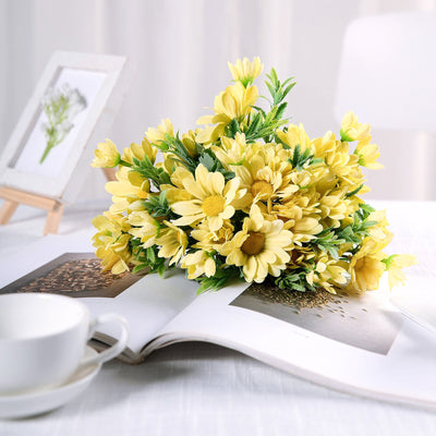 4 Pack | 11inch Artificial Daisy Flower Bushes, Silk Flowers For Vases - Yellow | eFavorMart
