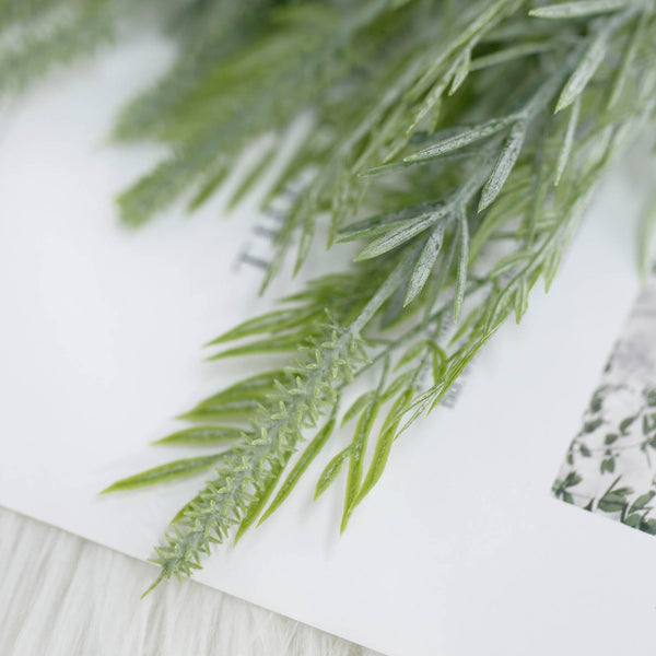 2 Bushes | 15Inch Sagebrush Faux Fern Stems, Artificial Plants Greenery Decor - Frosted Green