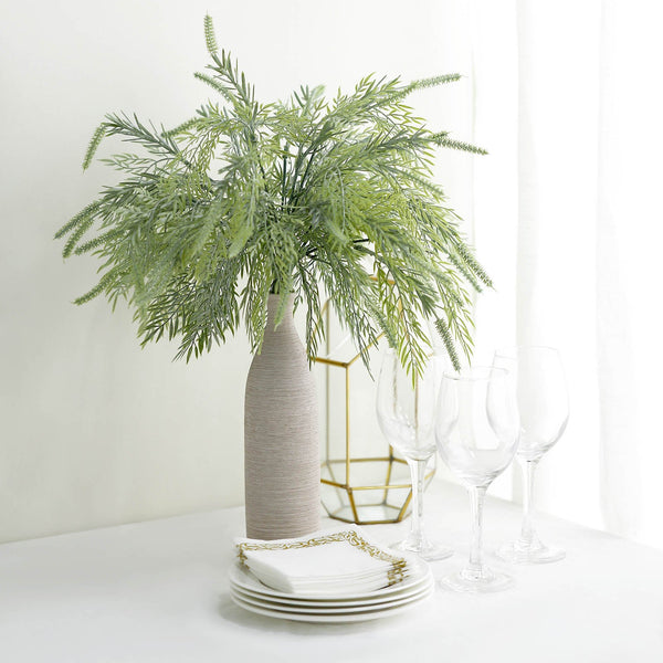 2 Bushes | 15Inch Sagebrush Faux Fern Stems, Artificial Plants Greenery Decor - Frosted Green