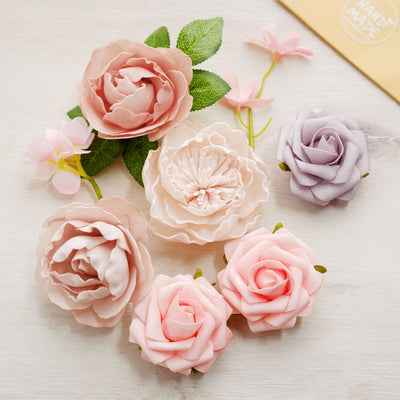 1set Artificial Flowers Combo Box Set,Soap Rose Mixed Silk Faux