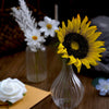 Artificial Silk Sunflowers & Foam Roses Mix Faux Flowers Box With Stem and Leaves - Cream/White