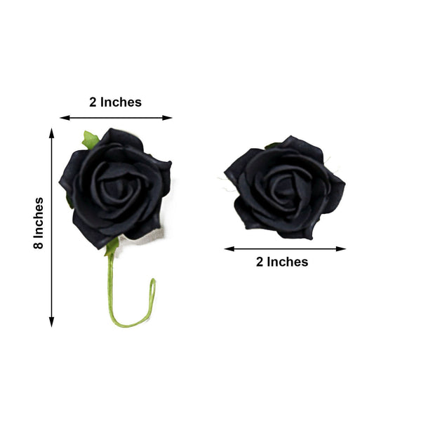 24 Roses | 2inch Artificial Foam Rose With Stem And Leaves - 16 Colors