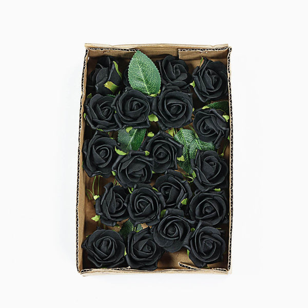 24 Roses | 2inch Artificial Foam Rose With Stem And Leaves - 16 Colors