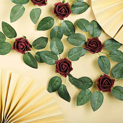 24 Roses | 2inch Artificial Foam Rose With Stem And Leaves - 16 Colors