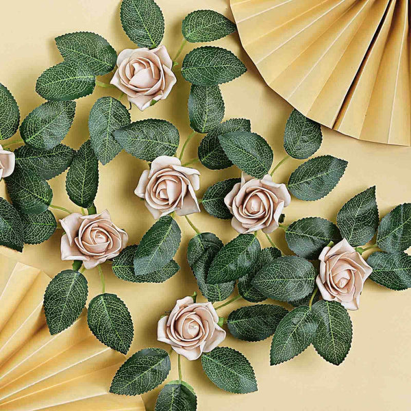 24 Roses | 2inch Artificial Foam Rose With Stem And Leaves - 16 Colors