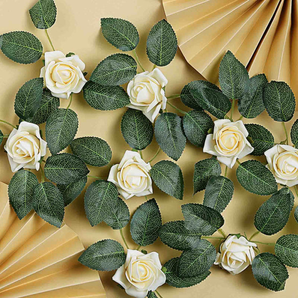 24 Roses | 2inch Artificial Foam Rose With Stem And Leaves - 16 Colors