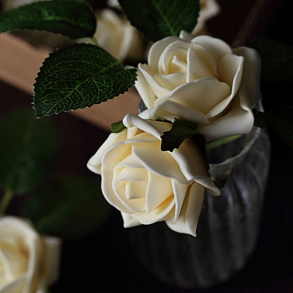 24 Roses | 2inch Artificial Foam Rose With Stem And Leaves - 16 Colors