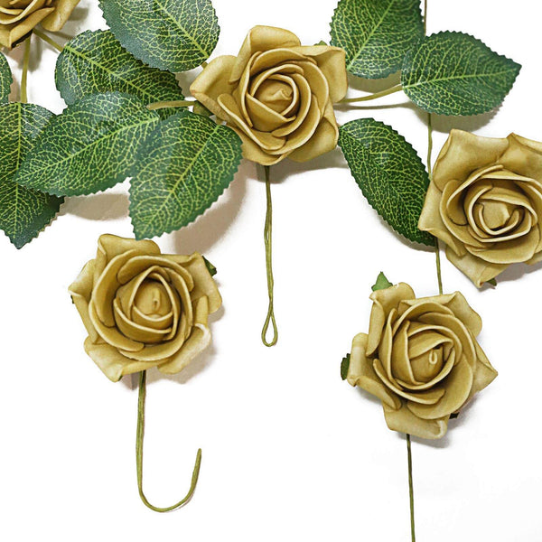 24 Roses | 2inch Artificial Foam Rose With Stem And Leaves - 16 Colors