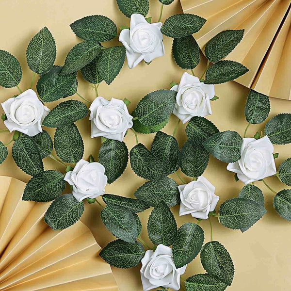 24 Roses | 2inch Artificial Foam Rose With Stem And Leaves - 16 Colors