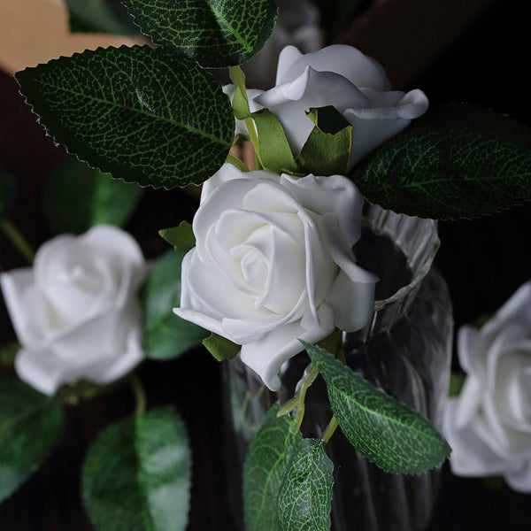 24 Roses | 2inch Artificial Foam Rose With Stem And Leaves - 16 Colors