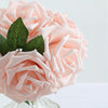 24 Roses 5inch Rose Gold/Blush Artificial Foam Rose With Stems And Leaves 16 Colors#whtbkgd