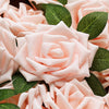 24 Roses 5inch Rose Gold/Blush Artificial Foam Rose With Stems And Leaves 16 Colors