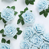 24 Roses 5inch Dusty Blue Artificial Foam Rose With Stems And Leaves 16 Colors