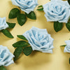 24 Roses 5inch Dusty Blue Artificial Foam Rose With Stems And Leaves 16 Colors