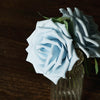 24 Roses 5inch Dusty Blue Artificial Foam Rose With Stems And Leaves 16 Colors