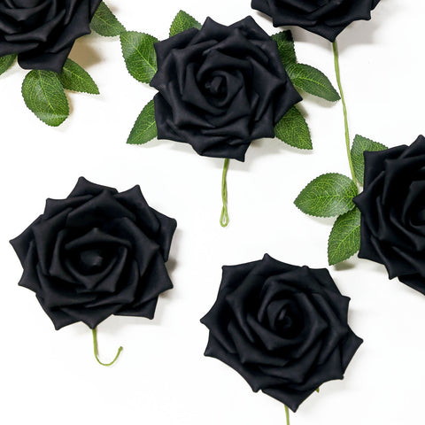 FSG188BL Black Glitter Foam Roses 6cm