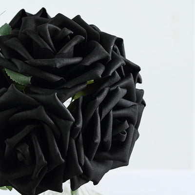 FSG188BL Black Glitter Foam Roses 6cm