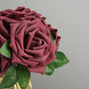 24 PCS 5inch Burgundy Real Touch DIY Foam Rose Flowers With Stems And Leaves#whtbkgd