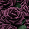 24 Roses 5inch Eggplant Artificial Foam Rose With Stems And Leaves 16 Colors