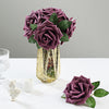 24 Roses 5inch Eggplant Artificial Foam Rose With Stems And Leaves 16 Colors