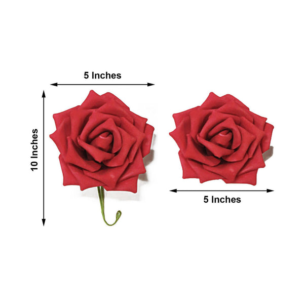 24 Roses 5inch Red Artificial Foam Rose With Stems And Leaves16 Colors